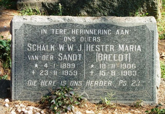 SANDT Schalk W.W.J., van der 1899-1959 &amp; Hester Maria BREEDT 1906-1983