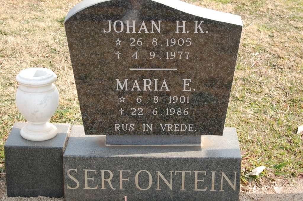 SERFONTEIN Johan H.K. 1905-1977 &amp; Maria E. 1901-1986