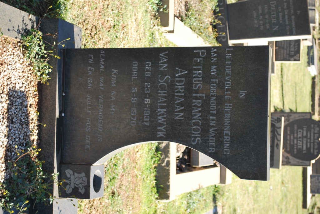 SCHALKWYK Petrus Francois Adriaan, van 1937-1970