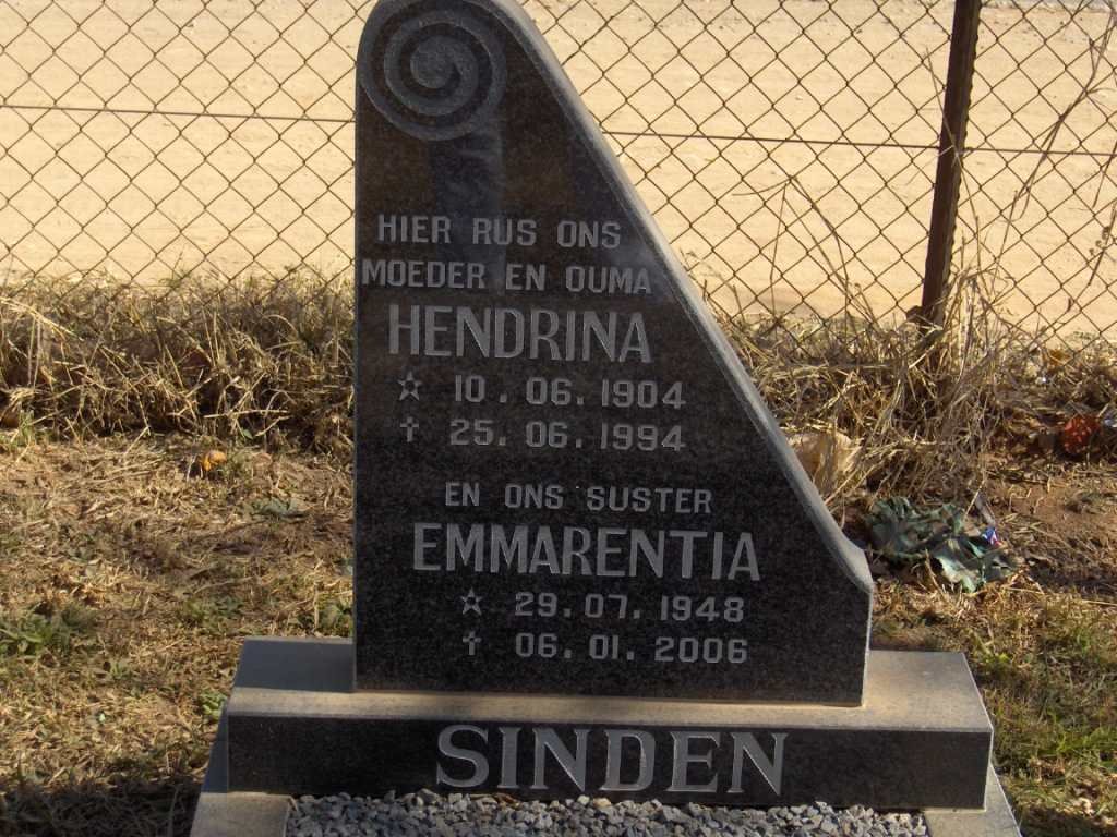 SINDEN Hendrina 1904-1994 :: SINDEN Emmarentia 1948-2006