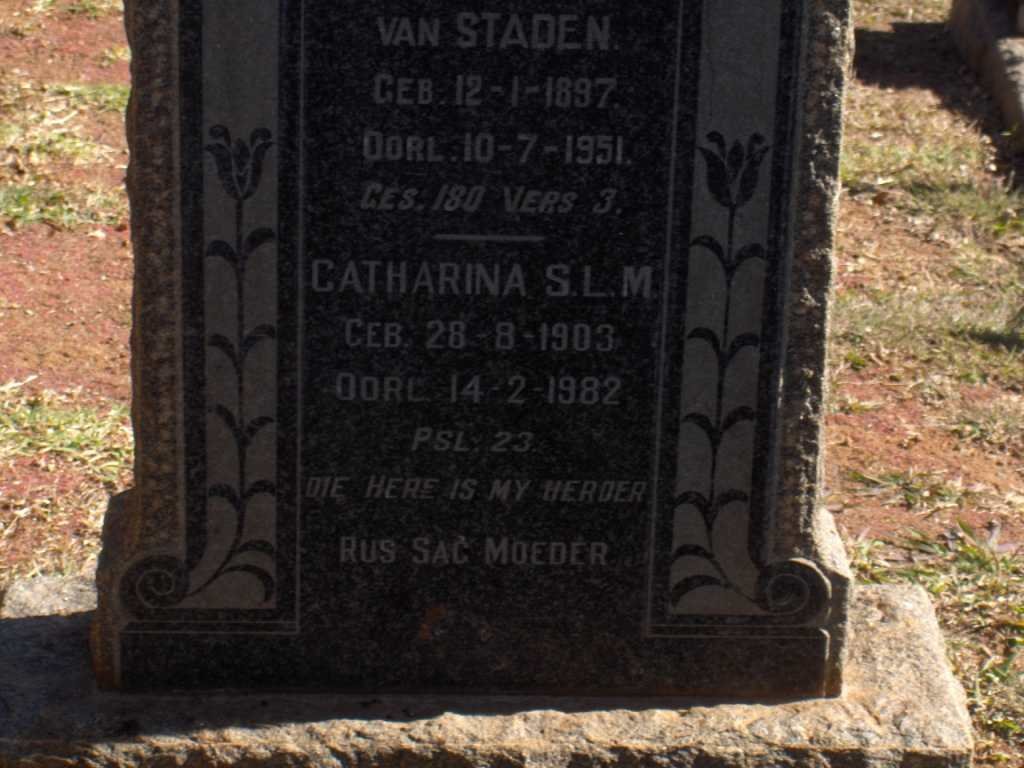 STADEN Johannes Lodewikus , van 1897-1951 &amp; Catharina S.L.M. 1903-1982