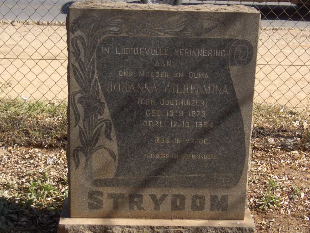STRYDOM Johanna Wilhelmina nee OOSTHUIZEN 1873-1964