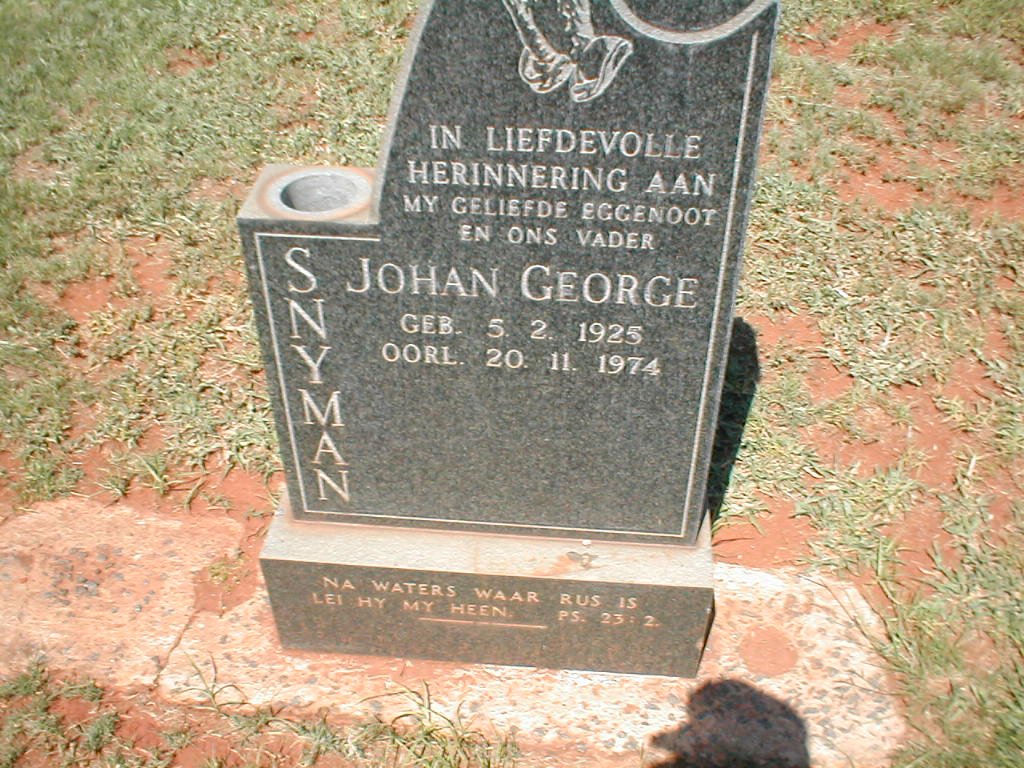 SNYMAN Johan George 1925-1974