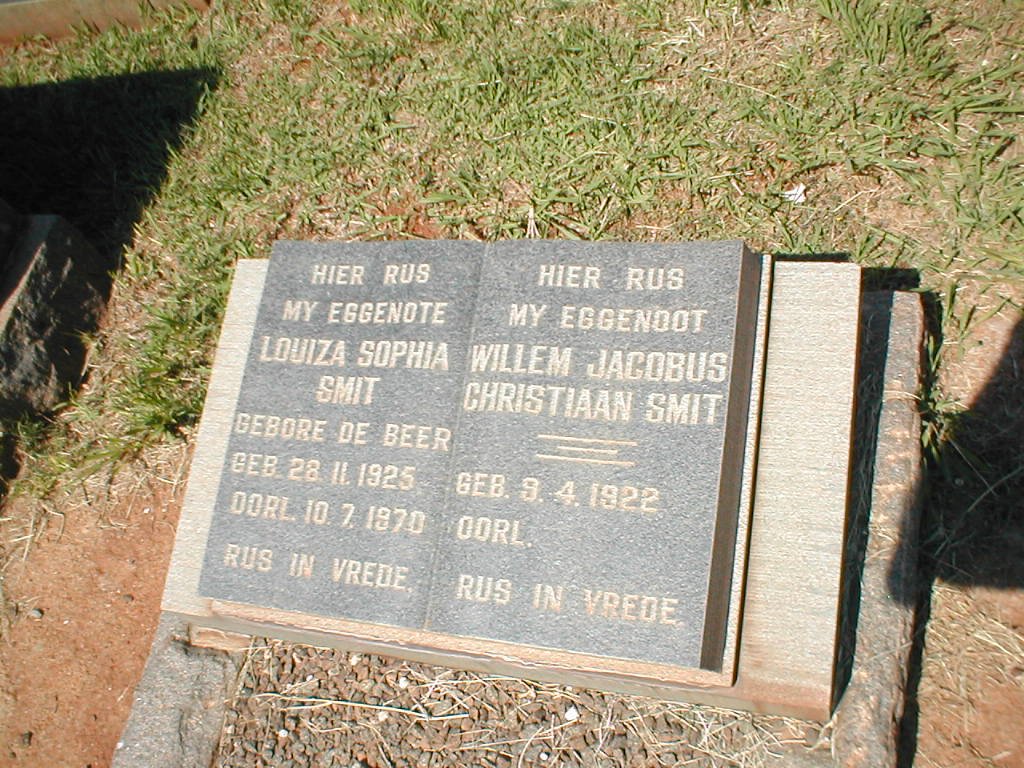 SMIT Willem Jacobus Christiaan 1922- &amp; Louiza Sophia DE BEER 1925-1970