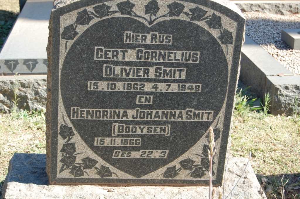 SMIT Gert Cornelius Olivier 1862-1948 &amp; Hendrina Johanna BOOYSEN 1866-