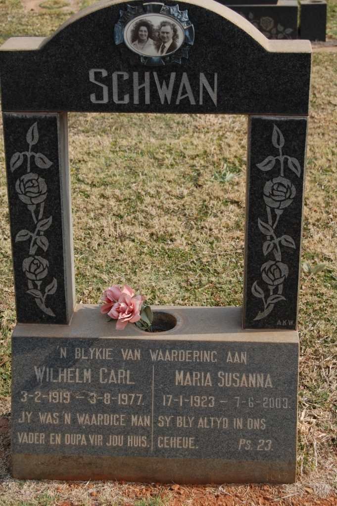 SCHWAN Wilhelm Carl 1919-1977 &amp; Maria Susanna 1923-2003