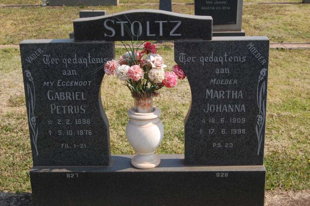 STOLTZ Gabriel Petrus 1898-1976 &amp; Martha Johanna 1909-1998