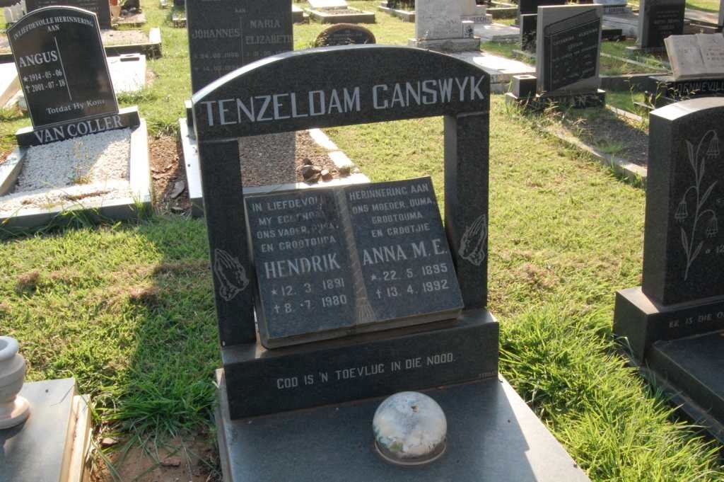 TENZELDAM Hendrik, GANSWYK 1891-1980 & Anna M.E. 1895-1892