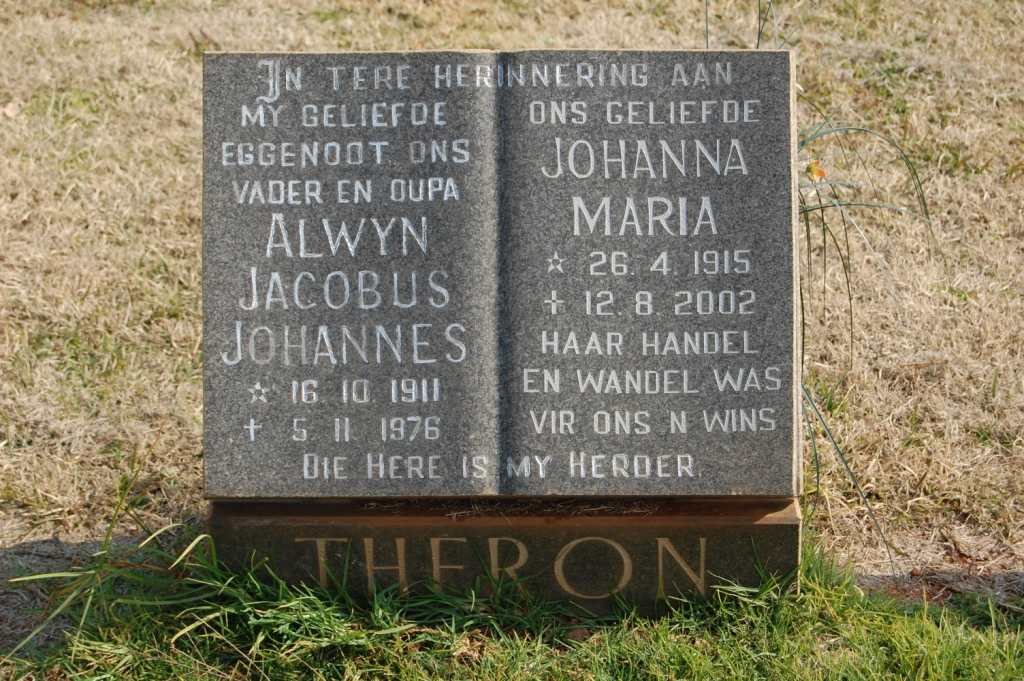 THERON Alwyn Jacobus Johannes 1911-1976 &amp; Johanna Maria 1915-2002