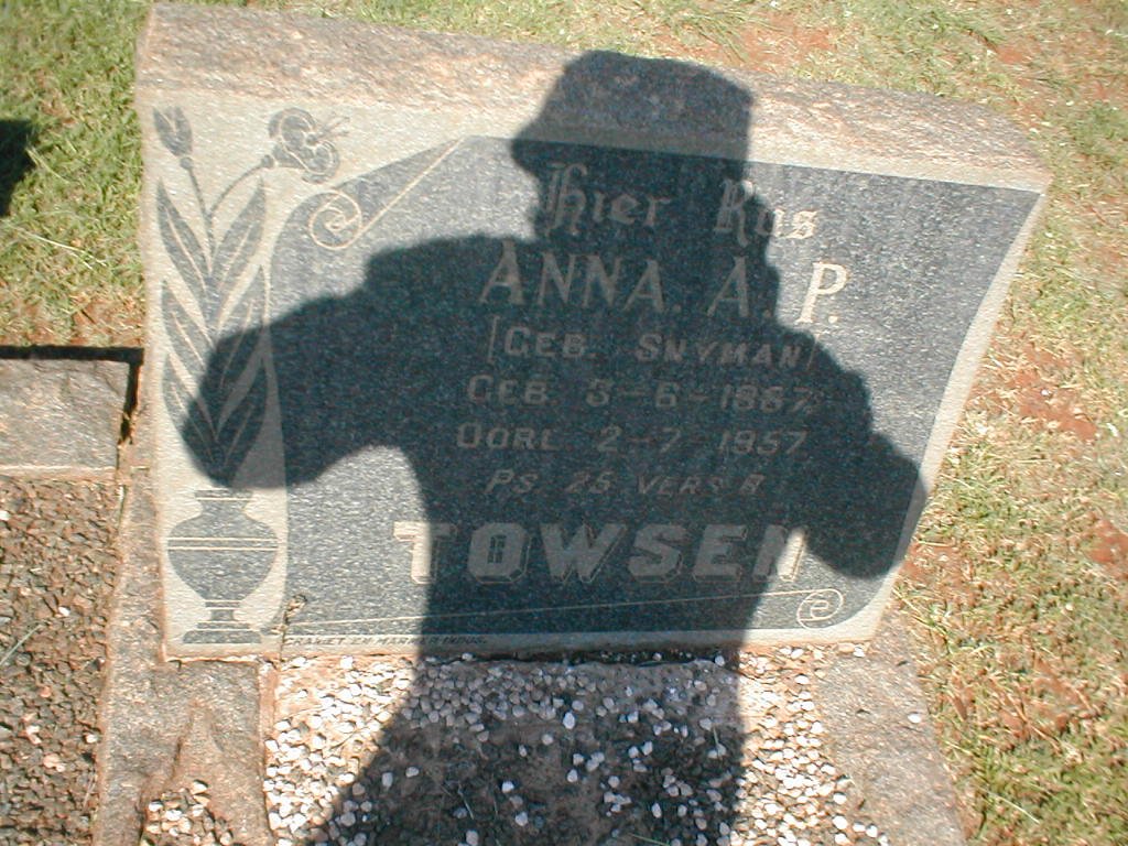 TOWSEN Anna A. P., geb. SNYMAN 1887-1957