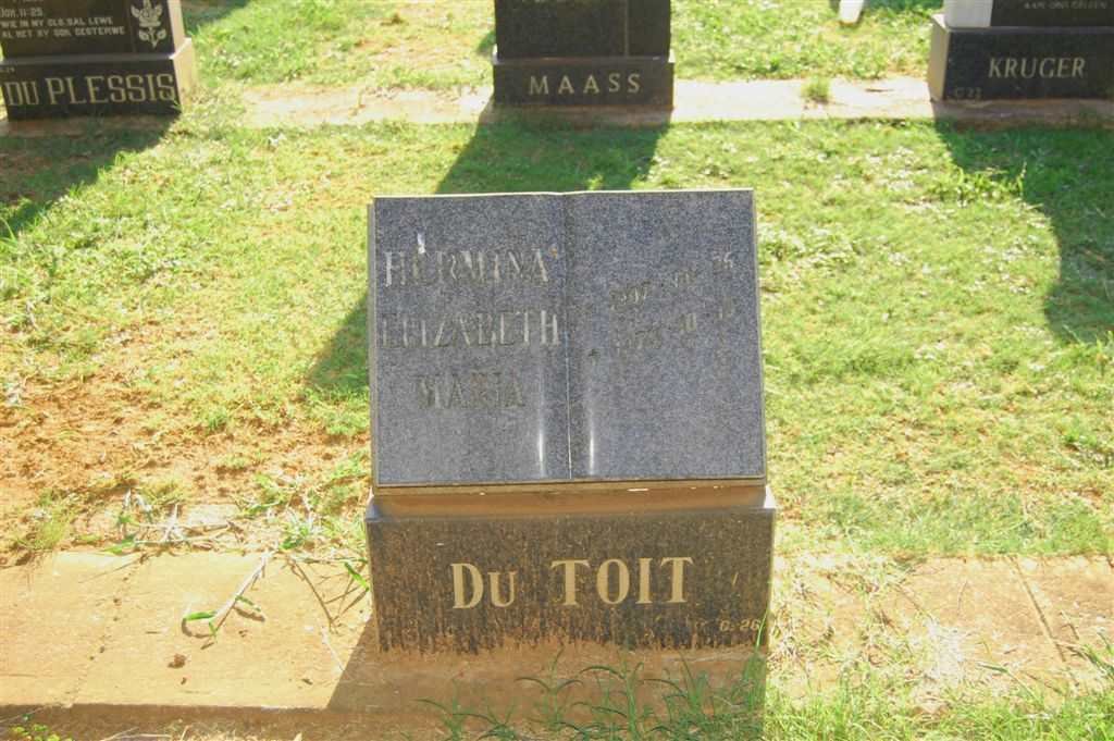TOIT Hermina Elizabeth Maria, du 1907-1979