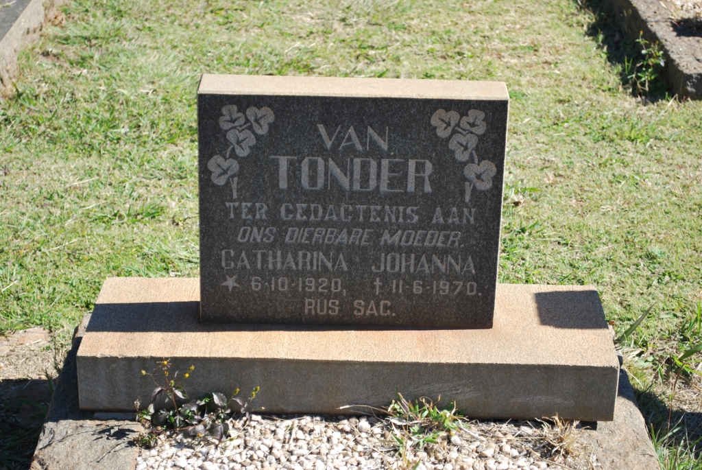 TONDER Catharina Johanna, van der 1920-1970