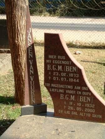 VUUREN B.G.M., Jansen van  1873-1944 :: JANSEN VAN VUUREN B.G.M. 1932-2000