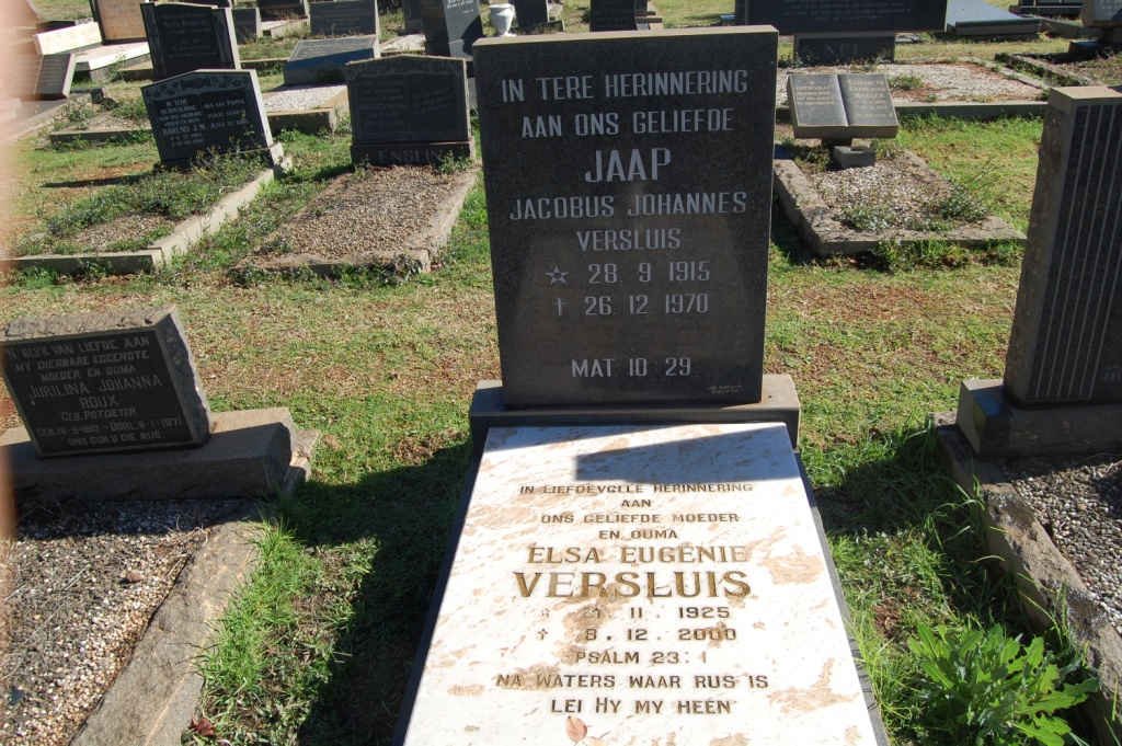 VERSLUIS Jacobus Johannes 1915-1970 &amp; Elsa Eugenie 1925-2000