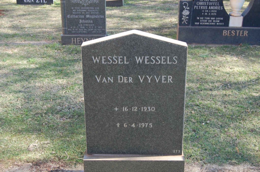 VYVER Wessel Wessels, van der 1930-1975