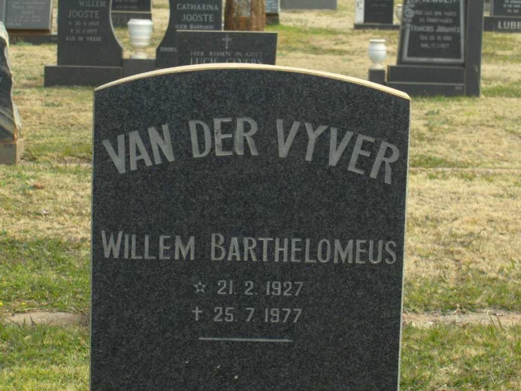 VYFER Willem Barthelomeus, van der 1927-1977