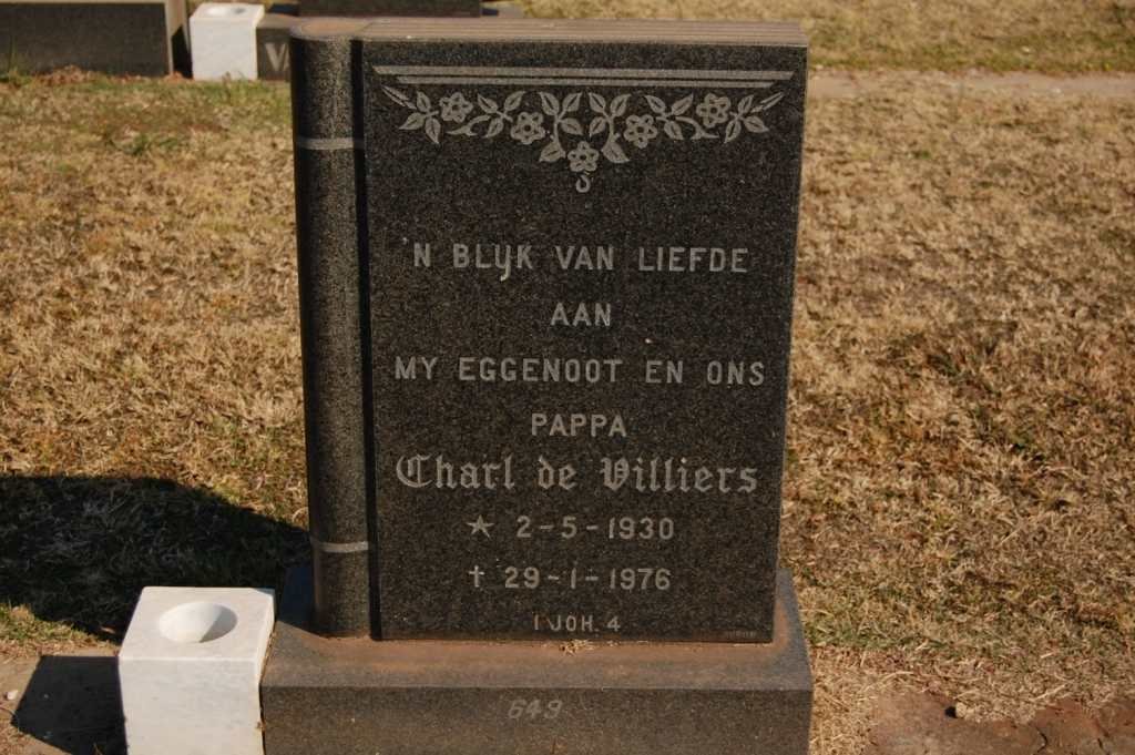 VILLIERS Charl, de 1930-1976