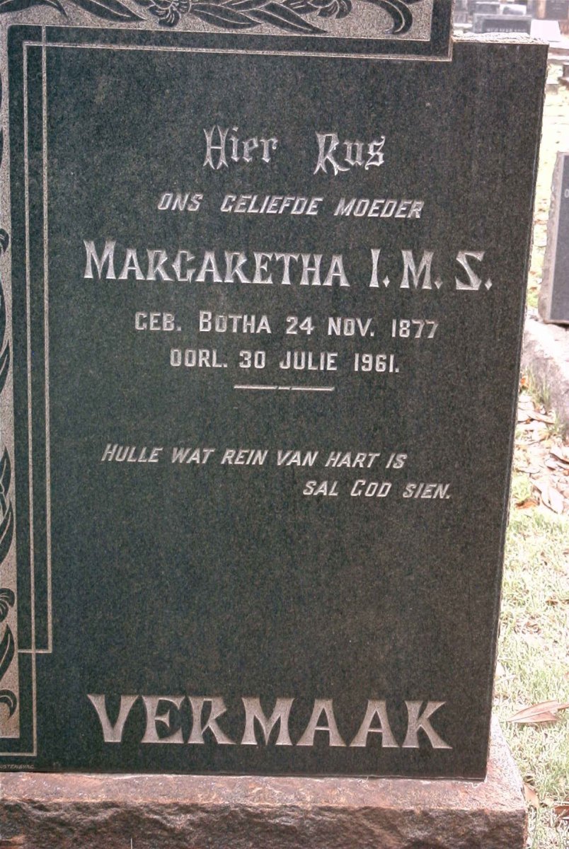 VERMAAK Margaretha I.M.S. 1877-1961