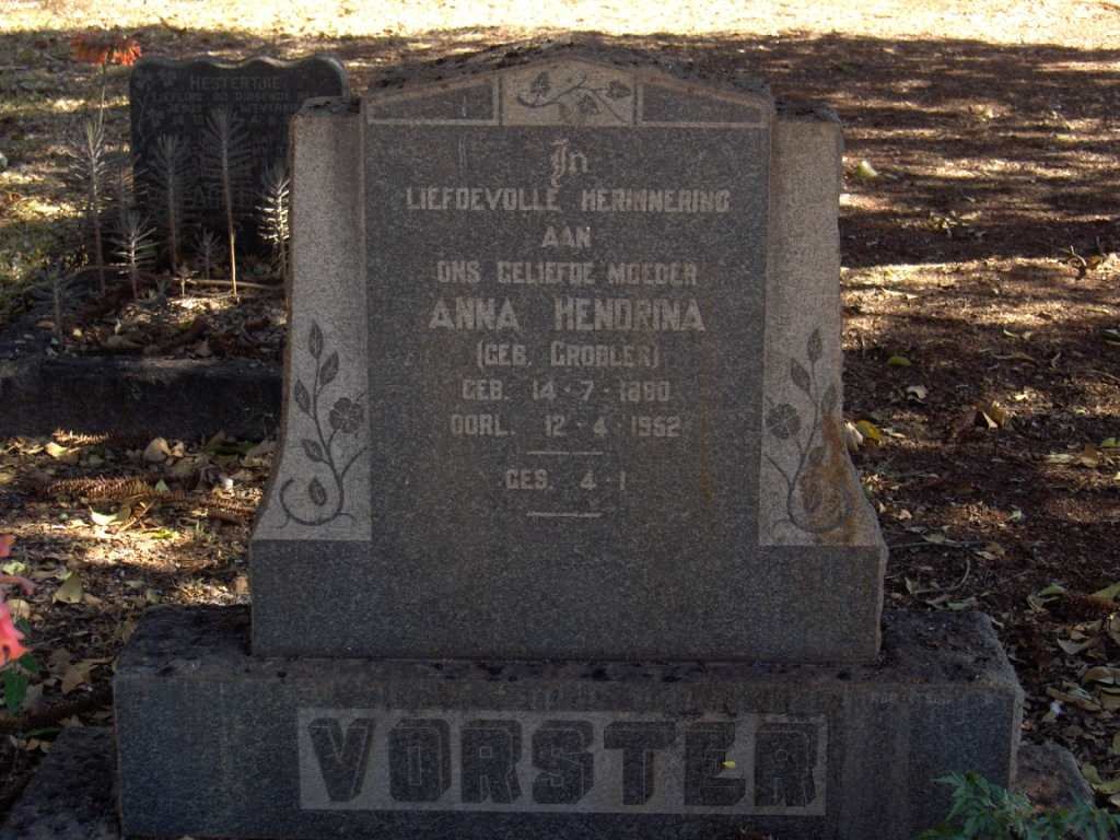 VORSTER Anna Hendrina nee GROBLER 1880-1952