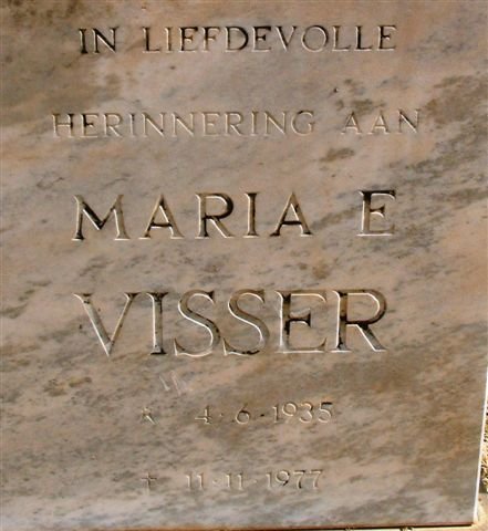 VISSER Maria E. 1935-1977