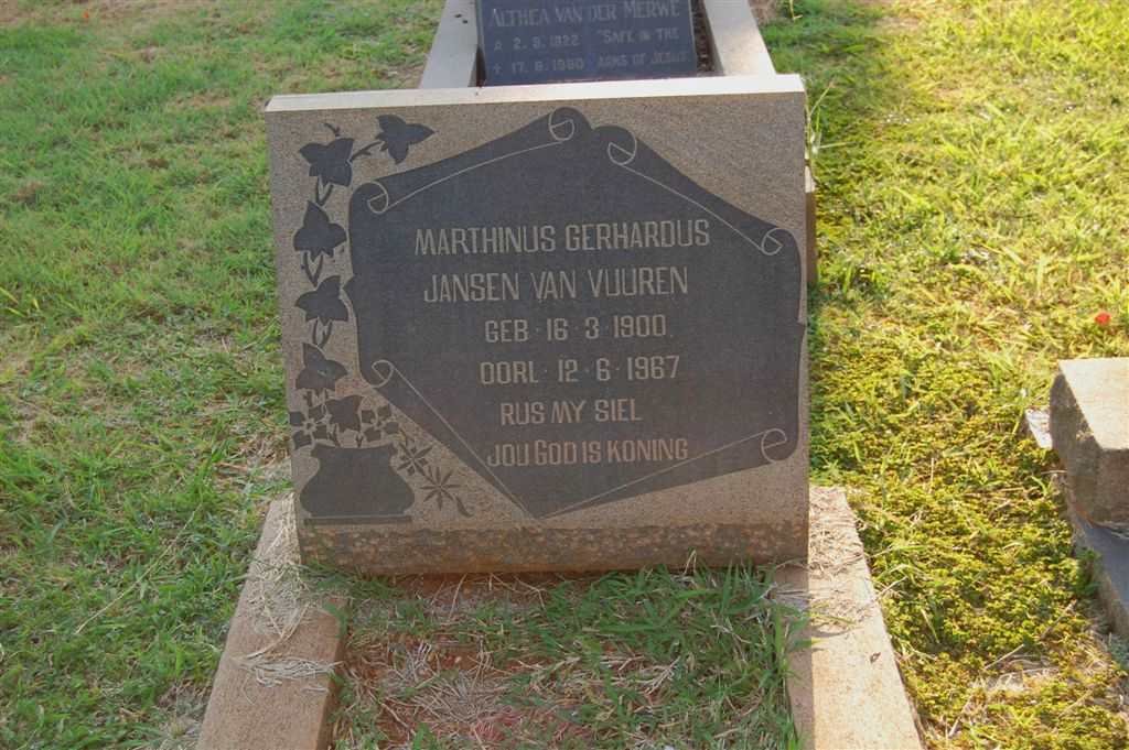 VUUREN Marthinus Gerhardus, Jansen van 1900-1967