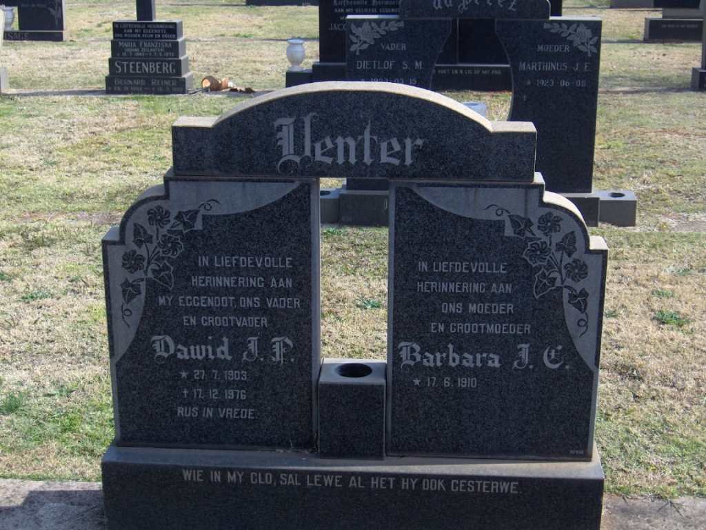 VENTER Dawid J.F. 1903-1976 &amp; Barbara J.C. 1910-