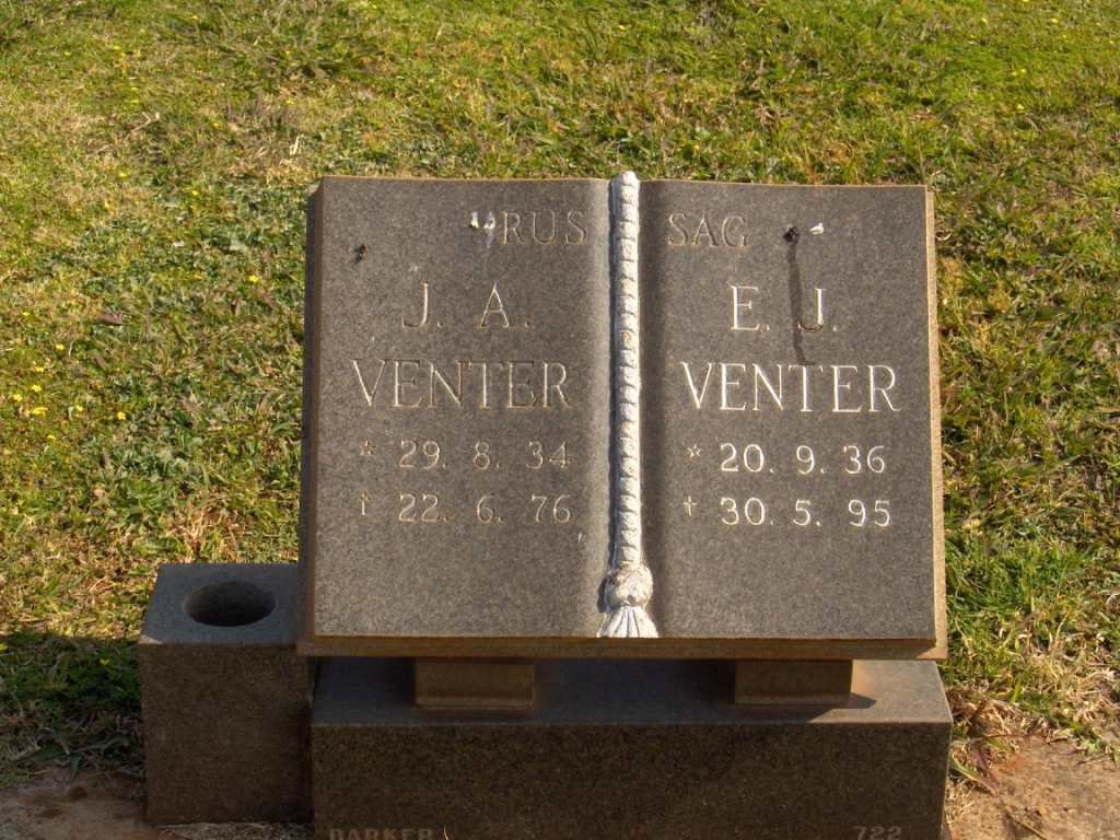 VENTER  J.A. 1934-1976 &amp; E.J. 1936-1995