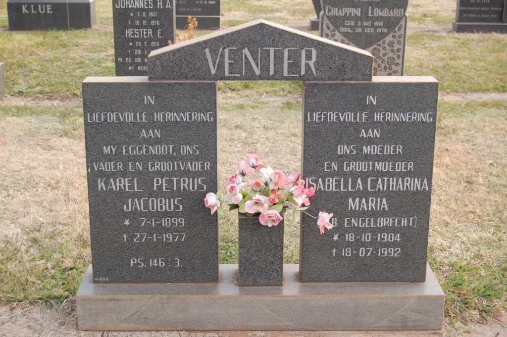 VENTER Karel Petrus Jacobus 1899-1977 &amp; Isabella Catharina Maria ENGELBRECHT 1904-1992