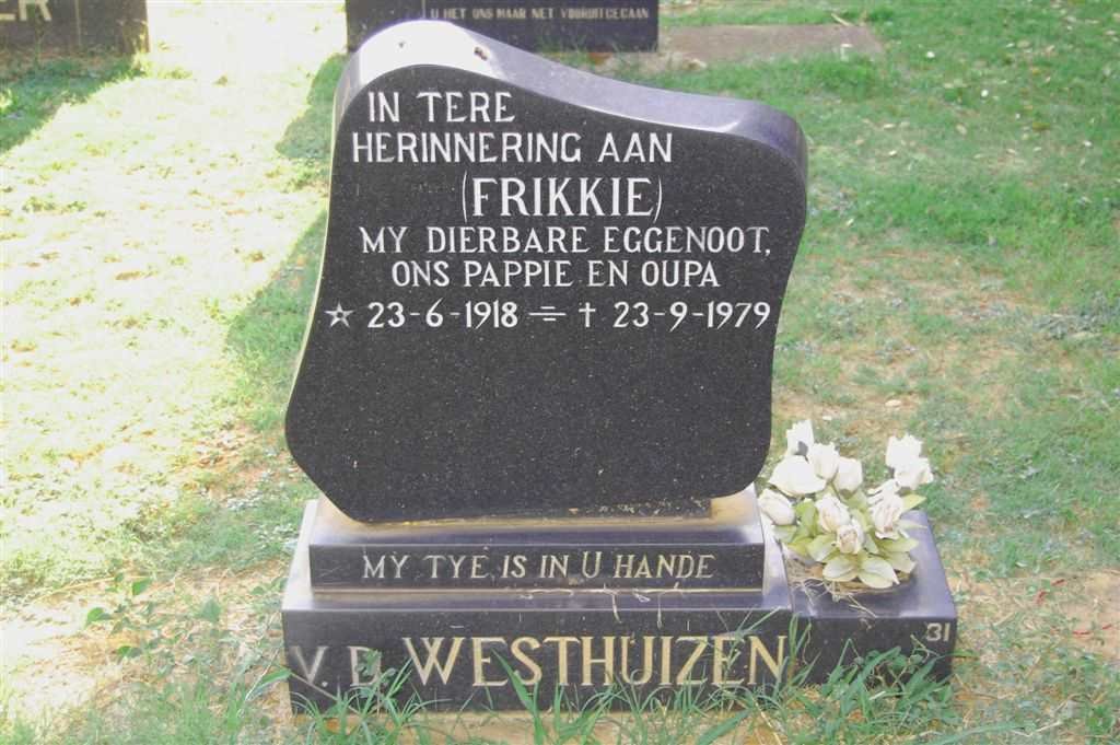 WESTHUIZEN Frikkie, v.d. 1918-1979