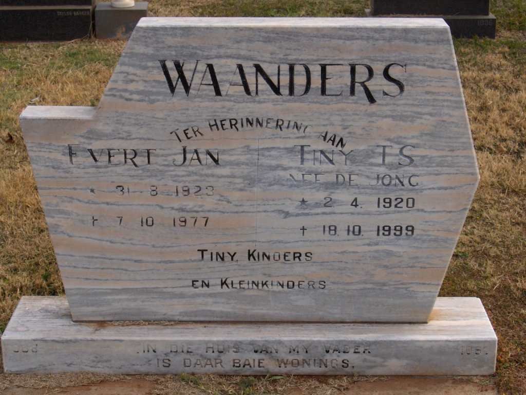 WAANDERS Evert Jan 1923-1977 &amp; Tiny T.S. DE JONG 1920-1999