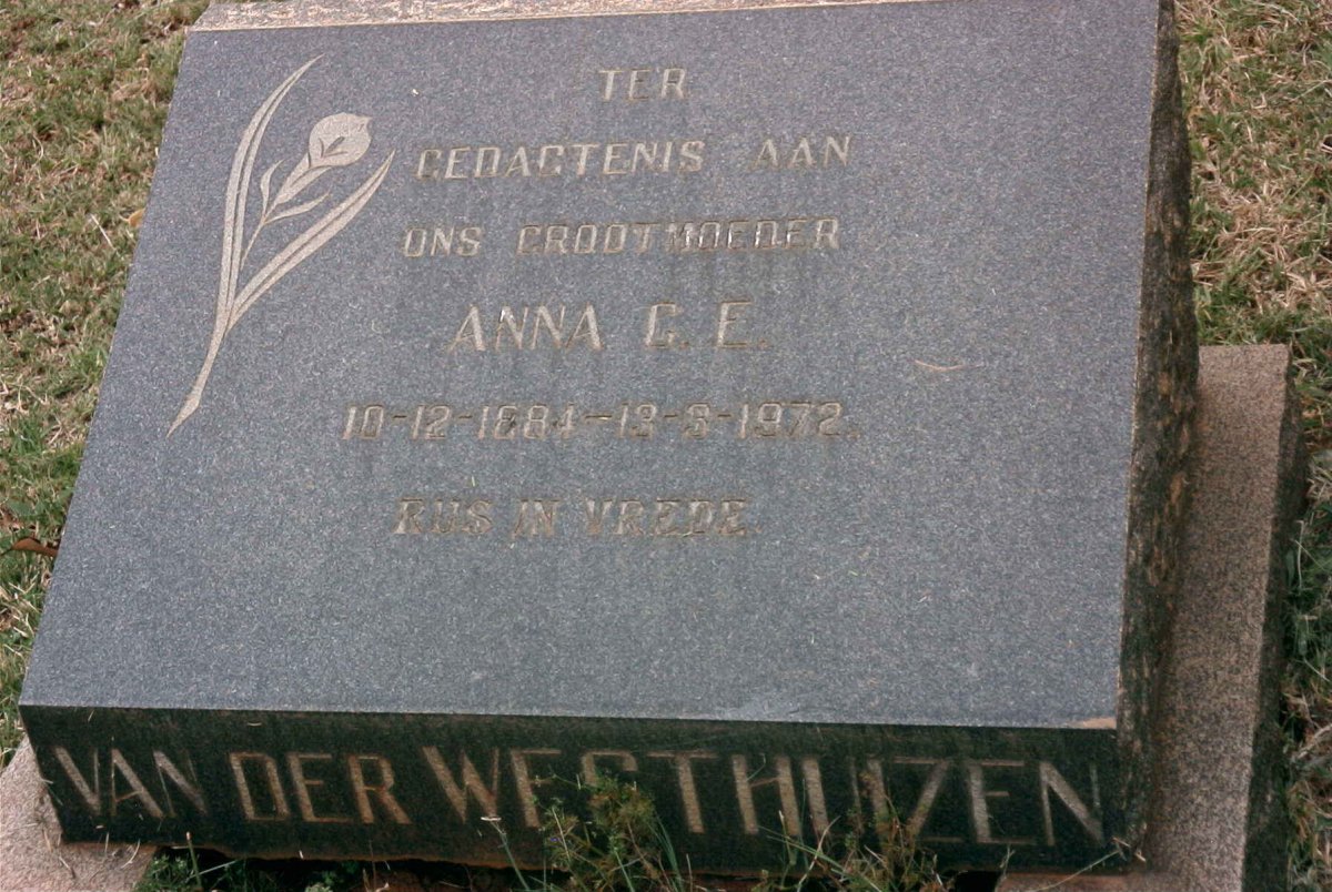 WESTHUIZEN Anna C.E., van der 1884-1972