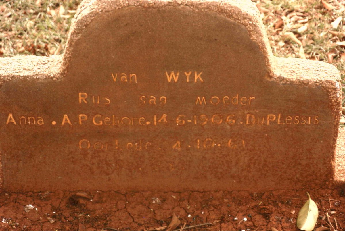 WYK Anna A.P., van nee DU PLESSIS 1906-1961