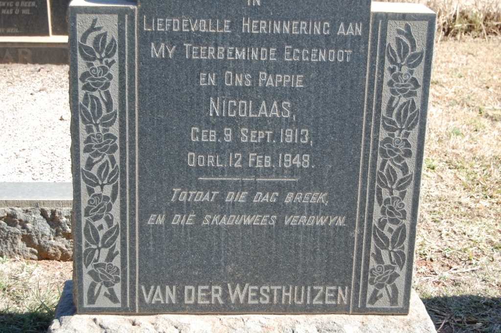 WESTHUIZEN Nicolaas, van der 1913-1948
