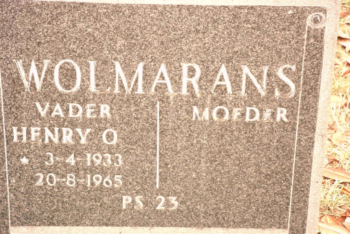 WOLMARANS Henry O. 1933-1965
