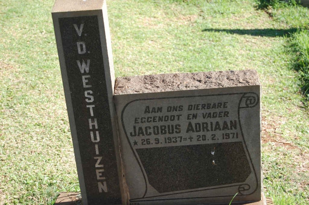 WESTHUIZEN Jacobus Adriaan, v.d. 1937-1971