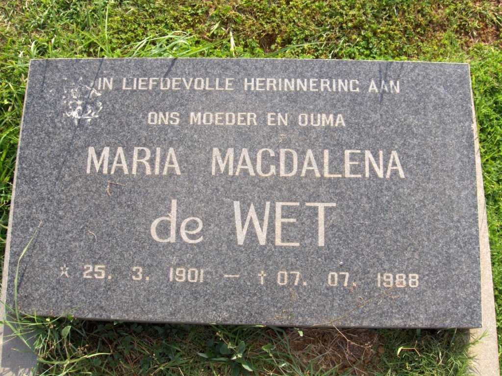 WET Maria Magdalena, de 1901-1988