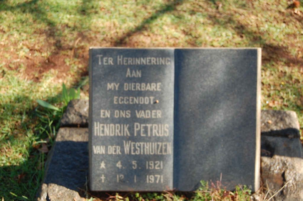WESTHUIZEN Hendrik Petrus, van der 1921-1971