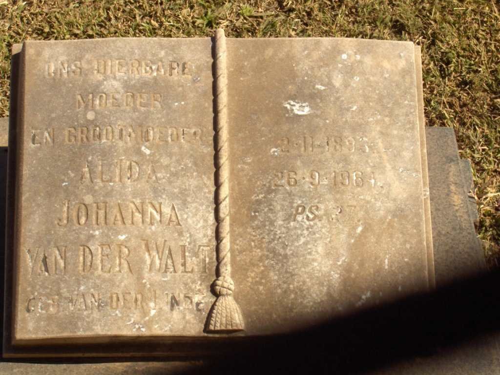 WALT Alida Johanna, van der  nee VAN DER LINDE 1893-1964