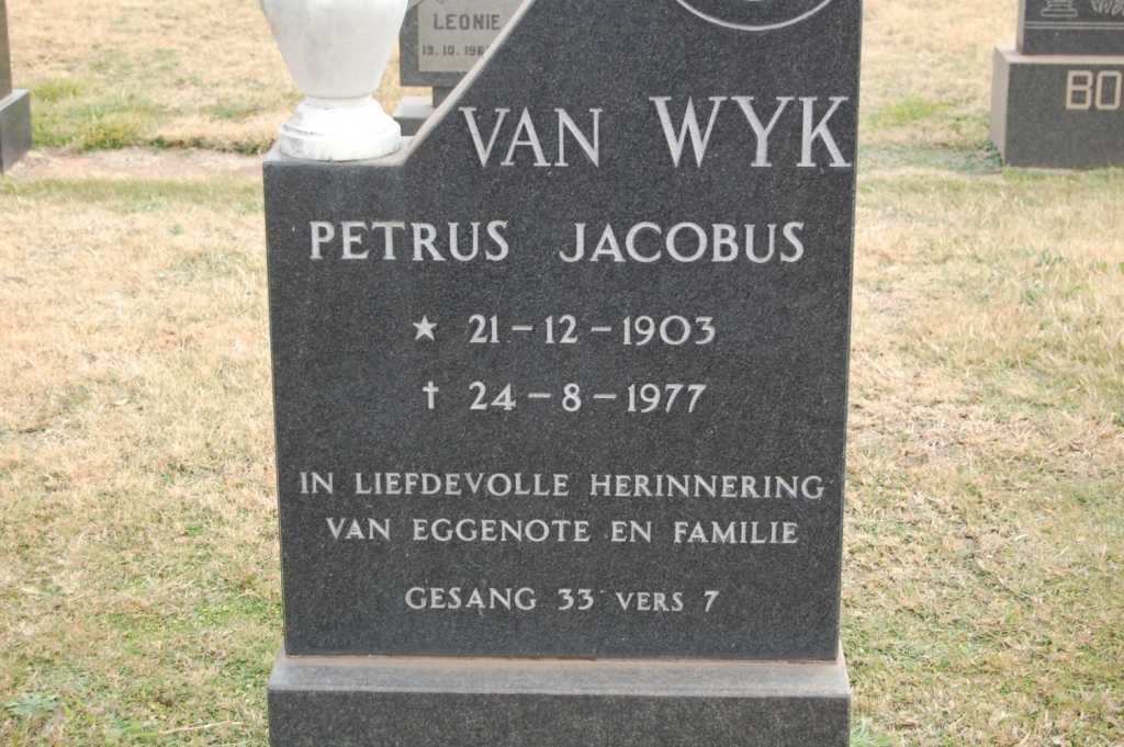 WYK Petrus Jacobus, van 1903-1977