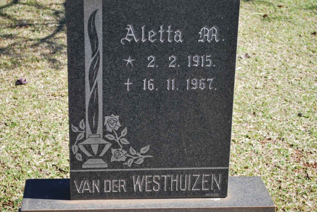 WESTHUIZEN Aletta M., van der 1915-1967