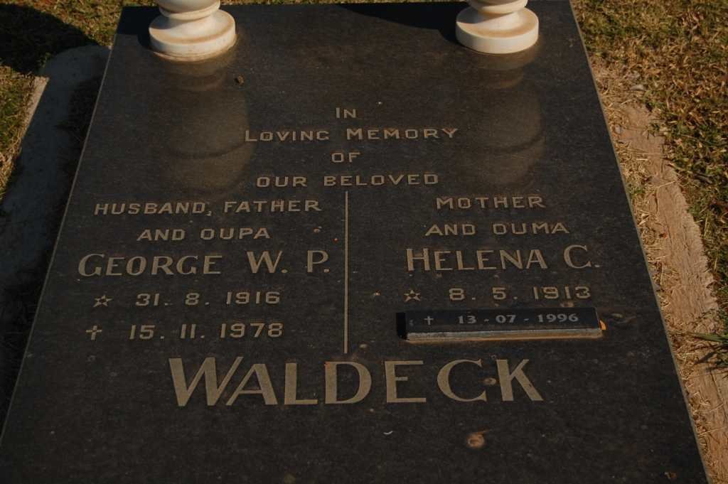 WALDECK George W.P. 1916-1978 &amp; Helena C. 1913-1996