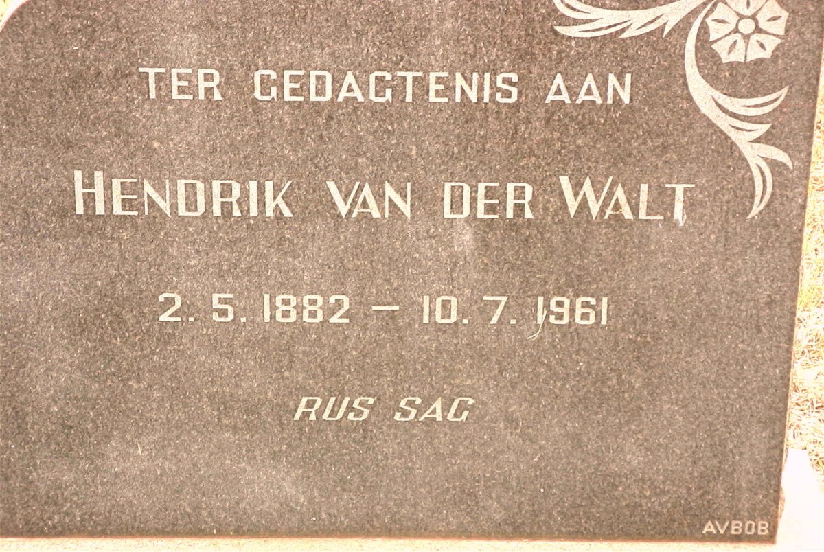 WALT Hendrik, van der 1882-1961