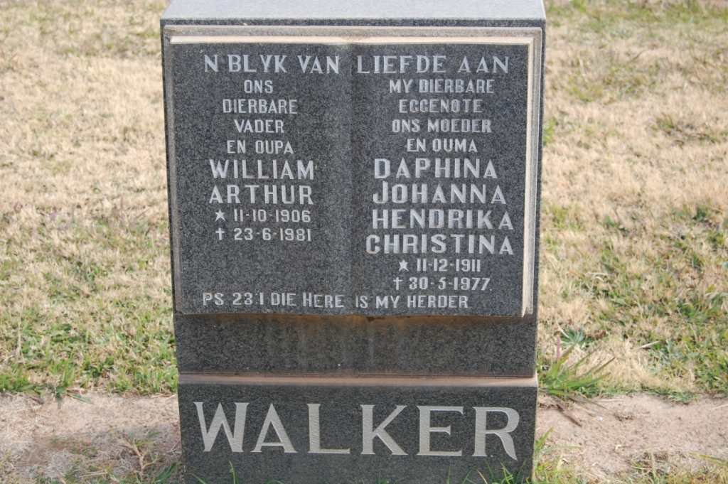 WALKER William Arthur 1906-1981 &amp; Daphina Johanna Hendrika Christina 1911-1977