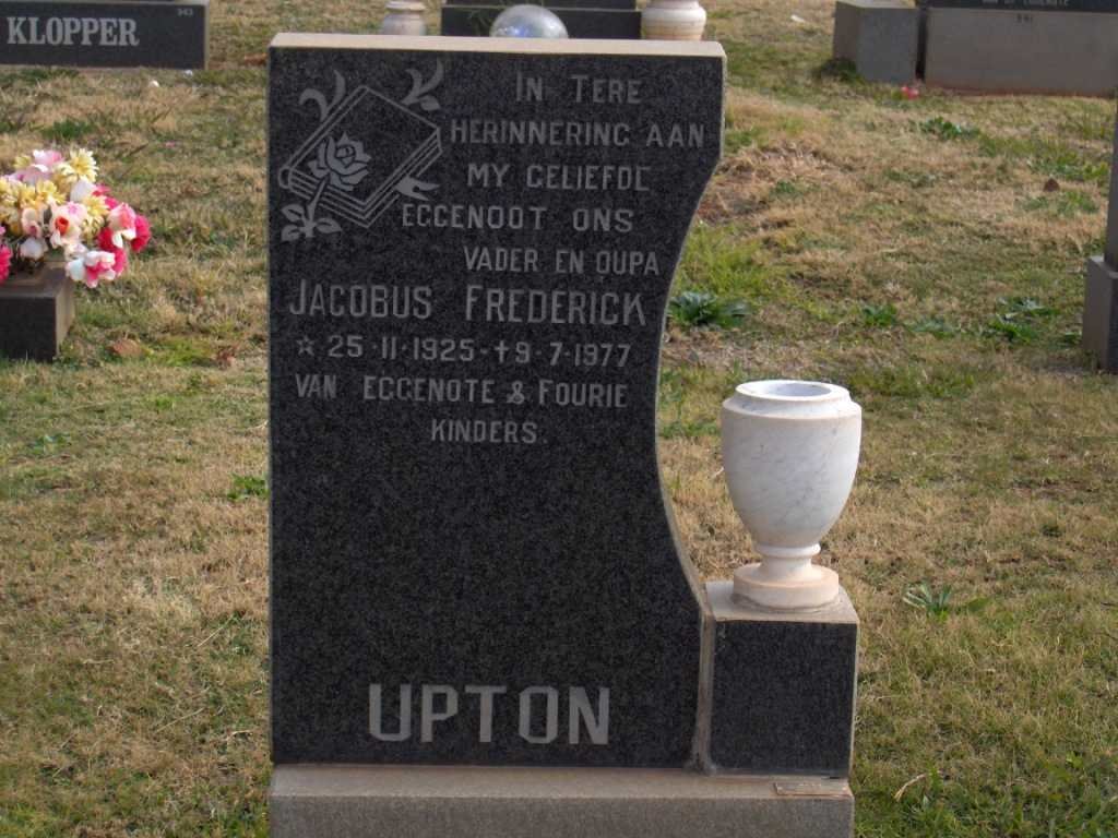 UPTON Jacobus Frederick 1925-1977