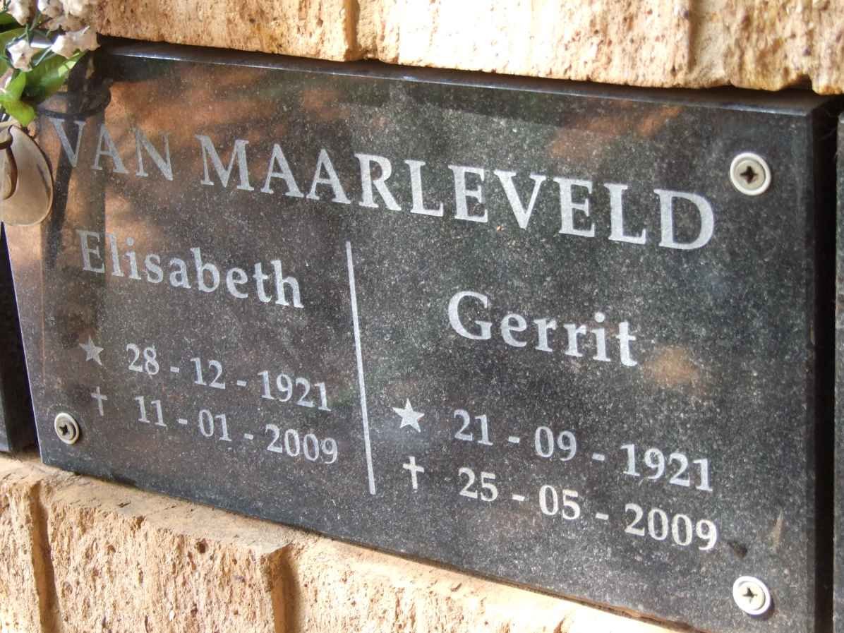 MAARLEVELD Gerrit, van 1921-2009 &amp; Elisabeth 1921-2009