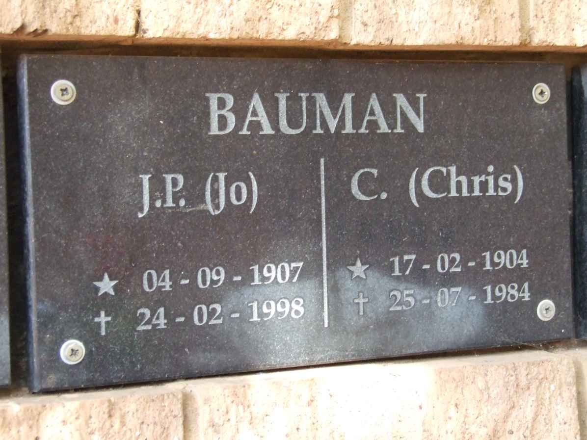 BAUMAN J.P. 1907-1998 &amp; C. 1904-1984