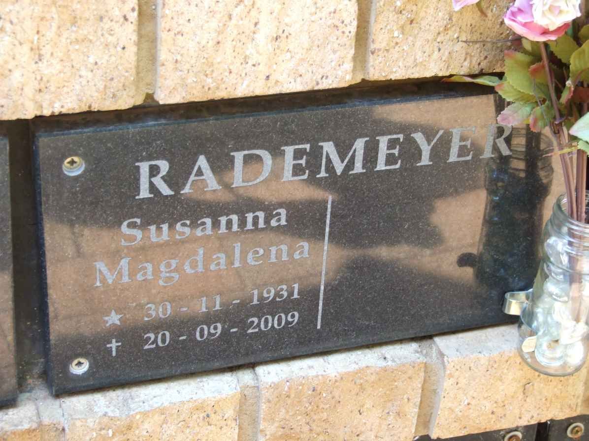 RADEMEYER Susanna Magdalena 1931-2009