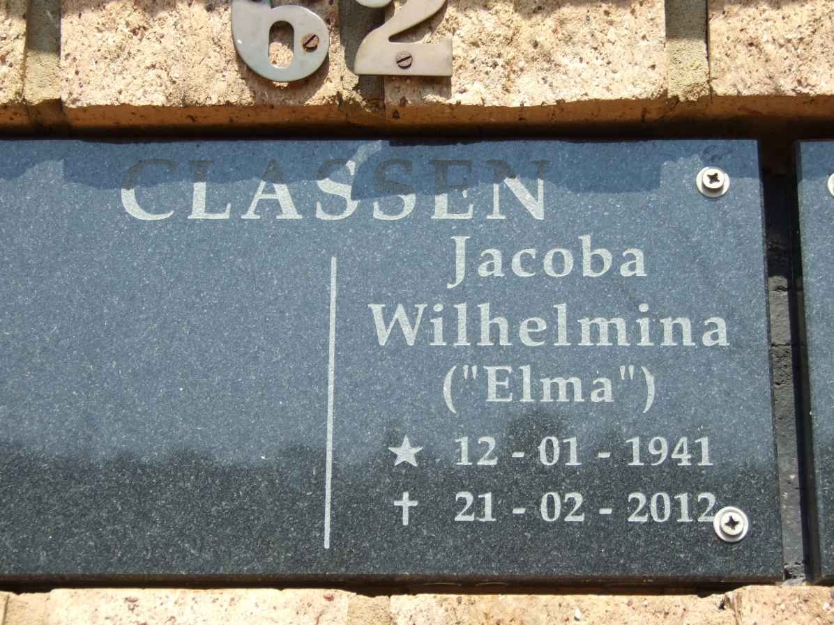 CLASSEN Jacoba Wilhelmina 1941-2012