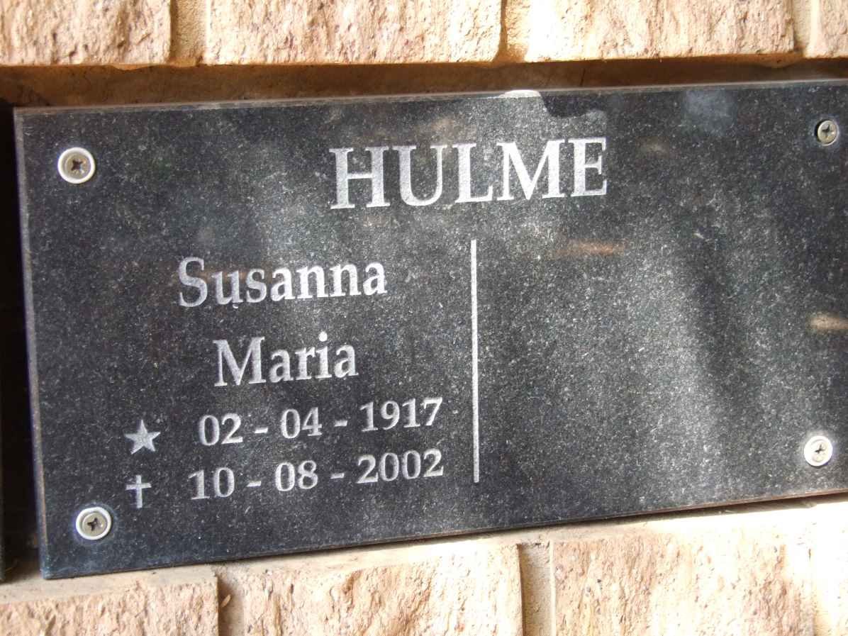 HULME Susanna Maria 1917-2002