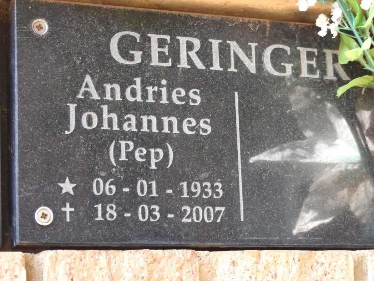 GERINGER Andries Johannes 1933-2007